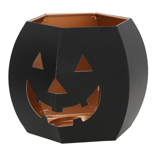 Windlicht Halloween schwarz/kupfer, 13,5cmH