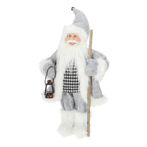 Weihnachtsmann Figur stehend grau 47cm 