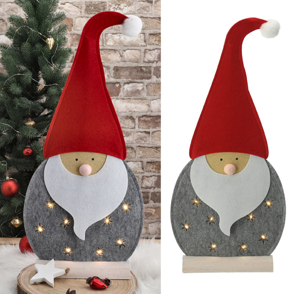 LED Santa Filz stehend grau ca. 62cm 