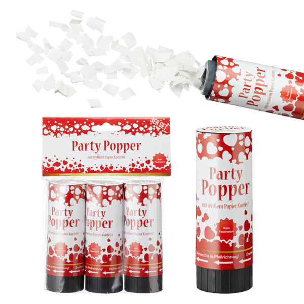 Party Popper LOVE, 3er, S, 10cm