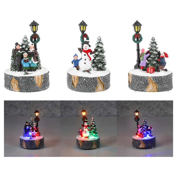 LED Winter Landschaft, rund, 3/s, ca. 9x13cm