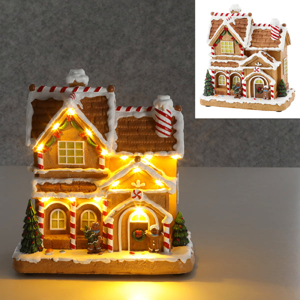 LED Winter Haus, Lebkuchen, ca. 21x23cm