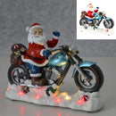 LED Winter Weihnachtsmann auf Motorrad, ca. 30x22cm