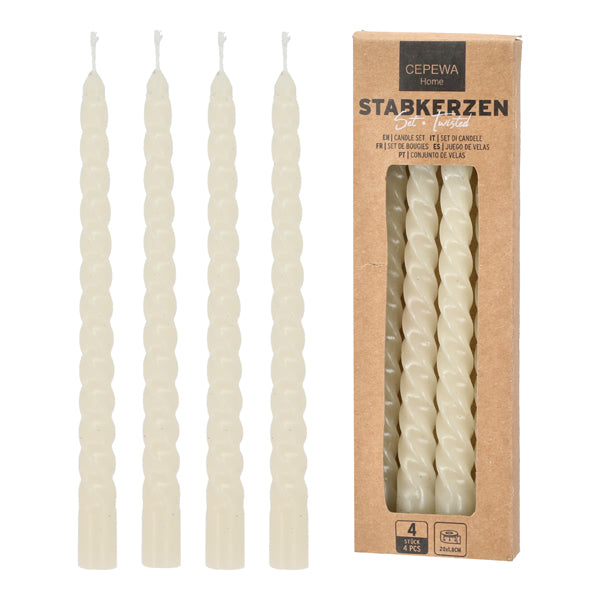 Stabkerzen Twisted 4er Set Creme