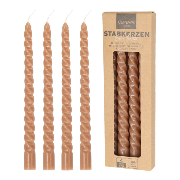 Stabkerzen Twisted 4er Set Taupe