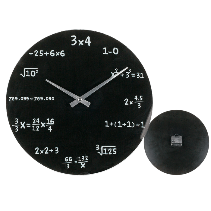 Schwarze Glas-Wanduhr, Mathematic, D: ca. 35 cm,