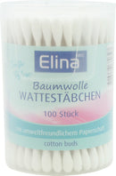 Wattestäbchen 100er Papier Elina in Dreh-Dose