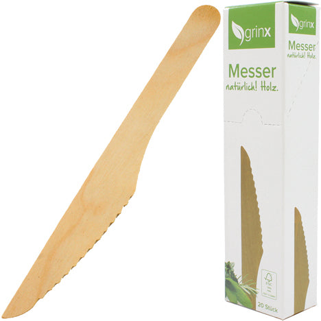 Party Besteck Messer 20er aus Holz 16cm