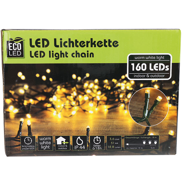 LED Lichterkette 160 LED warmweiß, Außen (IP 44)