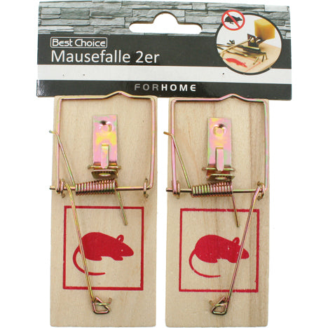 Mausefalle 2er Set Holz je 9,5x4,8cm i.Polybeutel