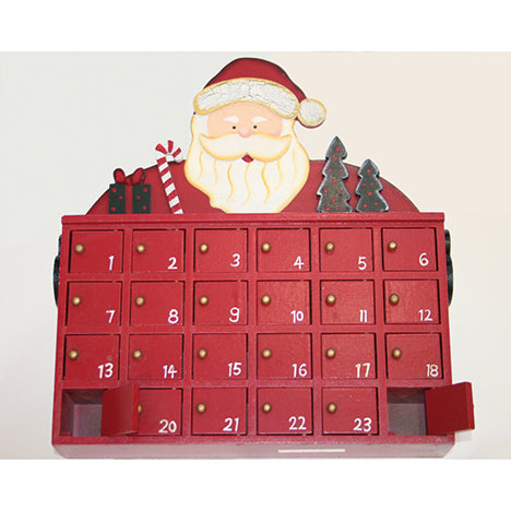 Adventskalender aus Holz XXL 27x24x6cm, rot