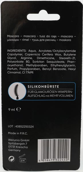 Kosm. Mascara 9ml auf Karte Silikonbürste