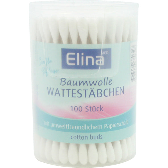 Wattestäbchen 100er Papier Elina in Dreh-Dose