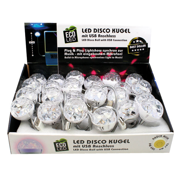 LED Disco Kugel mit USB Anschluß, Durchm. 4,7cm