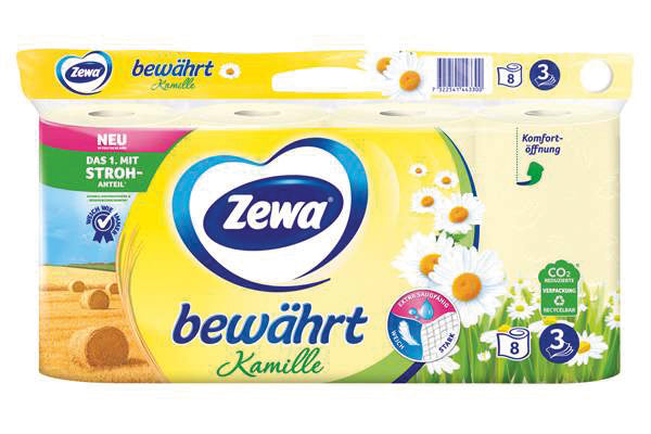 Zewa Toilettenpapier 3-lagig 8X150 Blatt Kamille