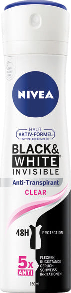 <![CDATA[Nivea Deospray 150ml Black&White Invisible Clear]]>