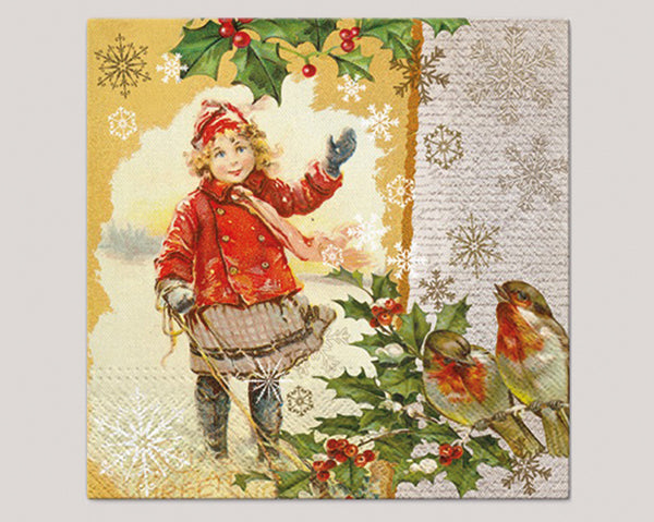 Servietten 20er, 3lagig 33x33cm Wintermädchen mit