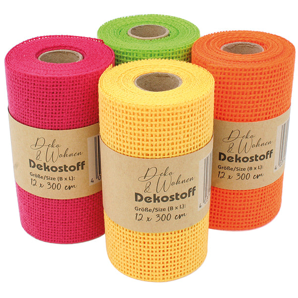 Dekostoff 12x300cm Polyester, 4 Neonfarben